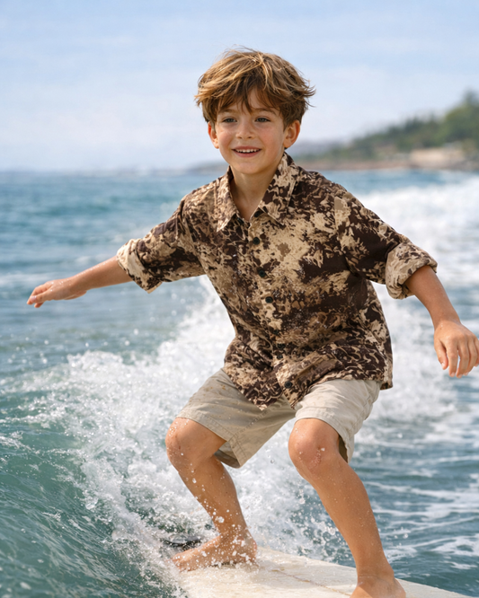 Earth-Tone Abstract Print Shirt