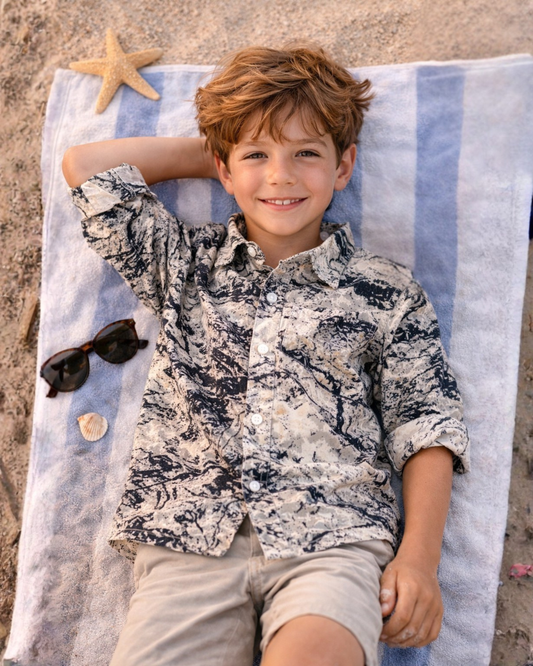 Marble Print Button-Down Shirt