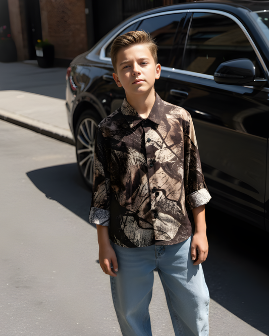 Abstract leaf print shirt