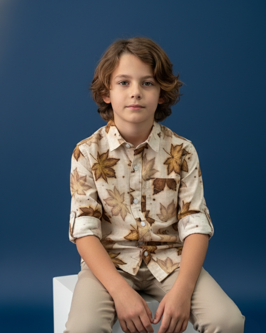 Maple leaf print full sleeve shirt