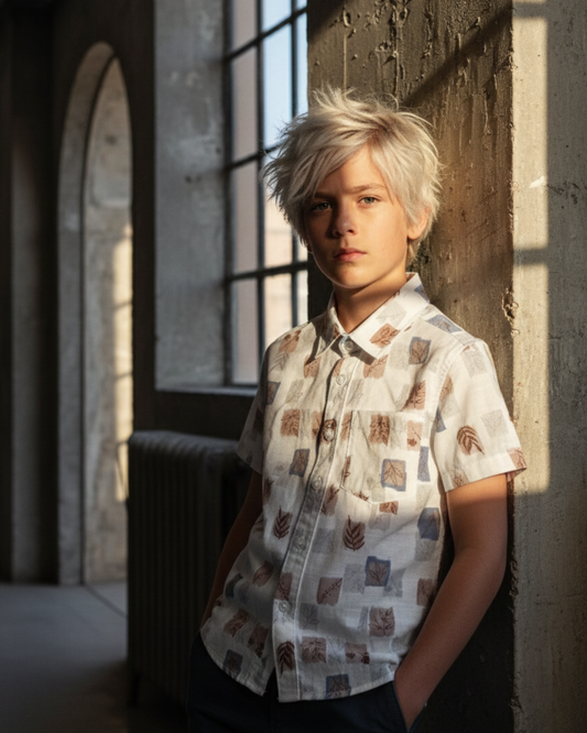 Boys Geometry Print Short-Sleeve Shirt