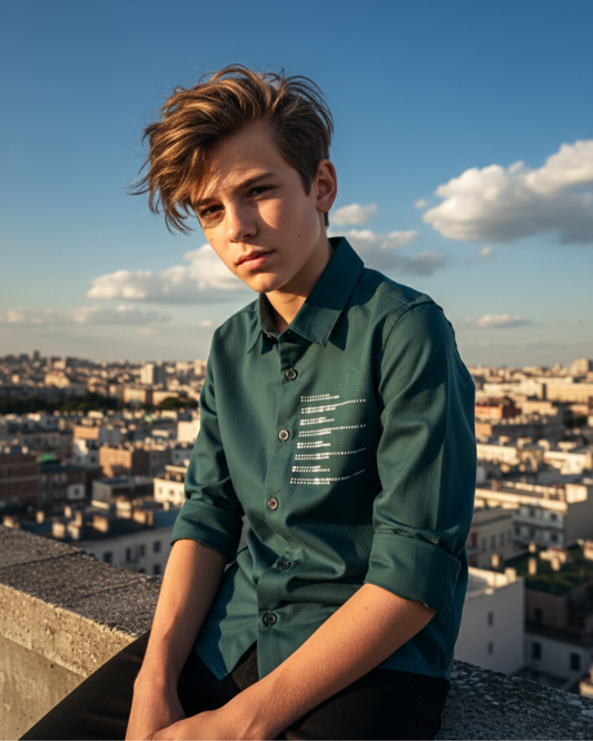 Sequin pattern long-sleeve shirt