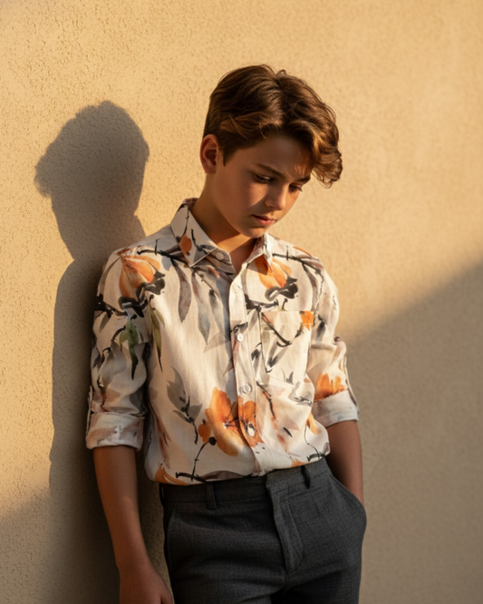 Long-Sleeve Watercolor Print Shirt