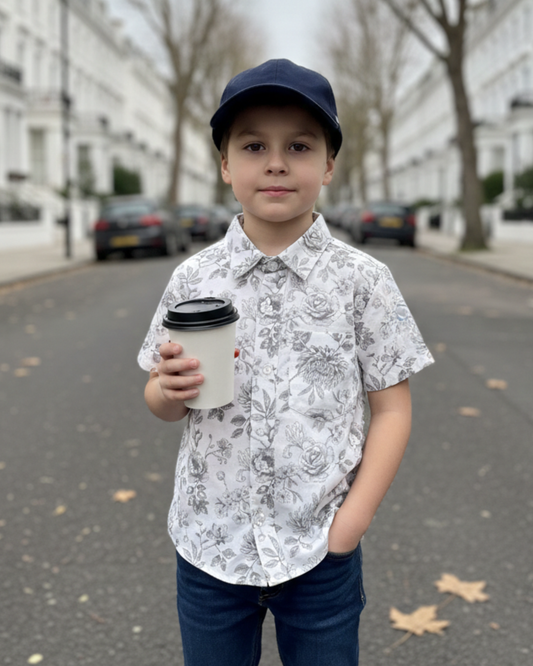 White Color Floral Print Shirt
