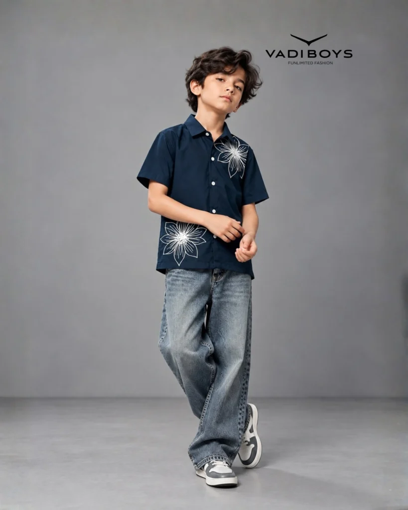 Boys' Floral Printed Short-Sleeve Shirt